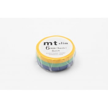 MTSLIM13RZ - 4971910285190 - Masking Tape (MT) - Masking Tape MT Slim 6 mm Set de 3 - unis G (jaune bleu vert)