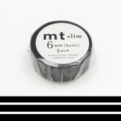 Masking Tape MT Slim 6 mm Set de 3 - uni noir - matte black