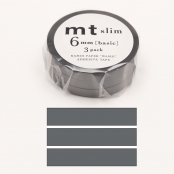 Masking Tape MT Slim 6 mm Set de 3 - uni gris - matte gray