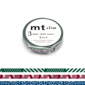 Masking Tape MT Slim 3 mm Set de 3 Lignes & Pois - dull tone
