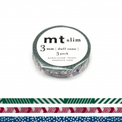 Masking Tape MT Slim 3 mm Set de 3 Lignes & Pois - dull tone