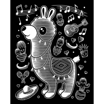 PP01819 - 5013634018193 - Scraper - Tableau Scraper à gratter Holographique Kawaii Lama musicien