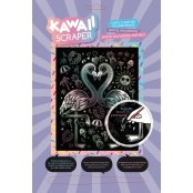 Tableau Scraper à gratter Holographique Kawaii Flamants tropicaux