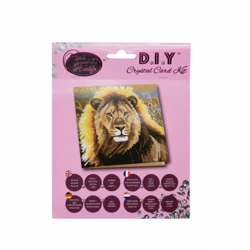 CCKA13 - 5055865478513 - KIT DIAMANT - Carte à diamanter Strass Crystal Art Lion 18 cm