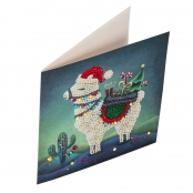 Carte à diamanter Strass Crystal Art Noël Lama 18 cm