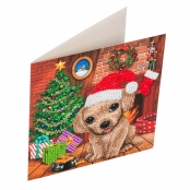 Carte à diamanter Strass Crystal Art Noël Chiot 18 cm