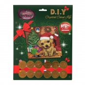 Carte à diamanter Strass Crystal Art Noël Chiot 18 cm