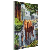 Tableau Strass Diamant Crystal Art Chevaux 30cm