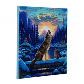 Tableau Strass Diamant Crystal Art Loup 30cm