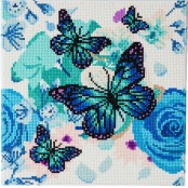 Tableau Strass Diamant Crystal Art Orchidée et papillon 30cm