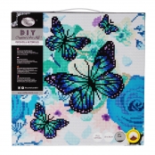 Tableau Strass Diamant Crystal Art Orchidée et papillon 30cm