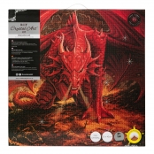 Tableau Strass Diamant Crystal Art XXL Dragon Rouge 70cm