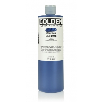 4-02051 - 738797205161 - Golden - Peinture Acrylic FLUIDS Golden 473ml Bleu Ceruleum Fonce S9