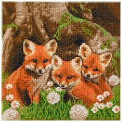 Tableau Broderie Diamant Crystal Art 30x30cm Renardeaux