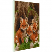 Tableau Broderie Diamant Crystal Art 30x30cm Renardeaux