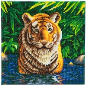 Tableau Broderie Diamant Crystal Art 30x30cm Tigre