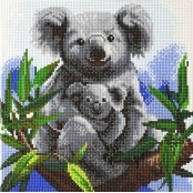 Tableau Broderie Diamant Crystal Art 30x30cm Koalas