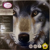 Tableau Broderie Diamant Crystal Art 30x30cm Loup