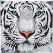 Tableau Broderie Diamant Crystal Art 30x30cm Tigre des neiges