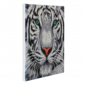 Tableau Broderie Diamant Crystal Art 30x30cm Tigre des neiges