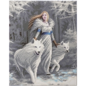 Tableau Broderie Diamant Crystal Art 40x50cm Anne Stokes Loups