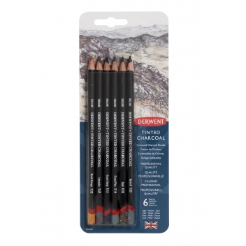 DW2301689 - 5028252225335 - Derwent - Crayon fusain de couleur Derwent Tinted Charcoal 6 pièces