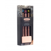 Crayon Derwent Metallic 6 pièces avec range-crayons