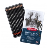 Crayons Graphite Derwent Graphic Boite x12 mines moyennes