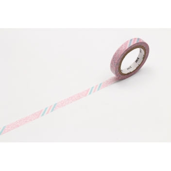 MTEX1P176Z - 4971910253786 - Masking Tape (MT) - Masking Tape MT EX fleurs rose & rayures 0,7cm x 7m