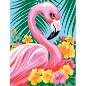 Tableau peinture au numéro débutant Flamant rose