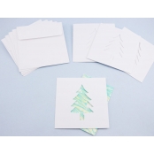 5 Cartes et enveloppe DIY blanches 13x13cm Sapin