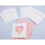 5 Cartes et enveloppe DIY blanches 13x13cm Coeur
