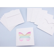 5 Cartes et enveloppe DIY blanches 13x13cm Papillon