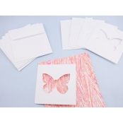 5 Cartes et enveloppe DIY blanches 13x13cm Papillon