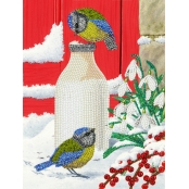 Kit carte broderie diamant 21x29cm Oiseaux sur la neige