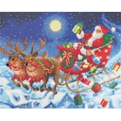 Kit tableau broderie diamant 40x50cm Traineau Père Noël