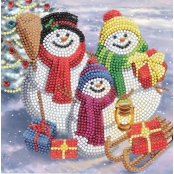 Kit carte broderie diamant 18x18cm Bonhomme de neige