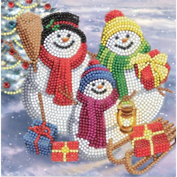 CCKXM95 - 5055865492274 - Crystal Art - Kit carte broderie diamant 18x18cm Bonhomme de neige
