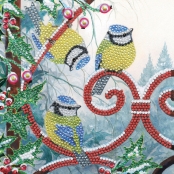 Kit carte broderie diamant 18x18cm Mésanges en hiver