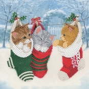 Kit carte broderie diamant 18x18cm Chatons de Noël