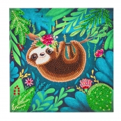 Kit carte broderie diamant 18x18cm Paresseux
