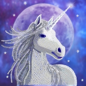 Kit carte broderie diamant 18x18cm Licorne