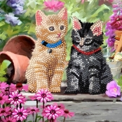 Kit carte broderie diamant 18x18cm Chaton