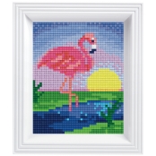 PIXEL Kit créatif tableau avec cadre 14x17cm - Flamant rose