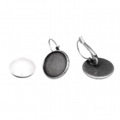 Boucles d'oreille cabochon rond Argenté La paire