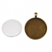 Médaillon pendentif en métal et cabochon Rond ø37mm Doré