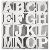 Présentoir lettre alphabet et symbole MDF blanc 192 pièces