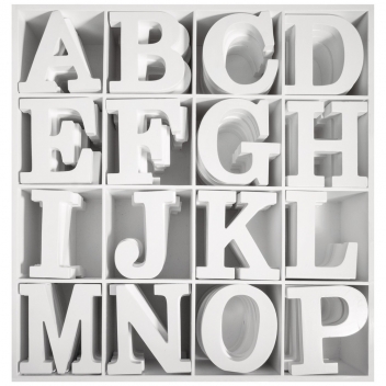 62684000 - 4006166265280 - Rayher - Présentoir lettre alphabet et symbole MDF blanc 192 pièces - 2