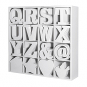 Présentoir lettre alphabet et symbole MDF blanc 192 pièces