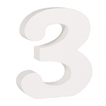 62703000 - 4006166219801 - Rayher - Chiffre 3 MDF Blanc 11 cm